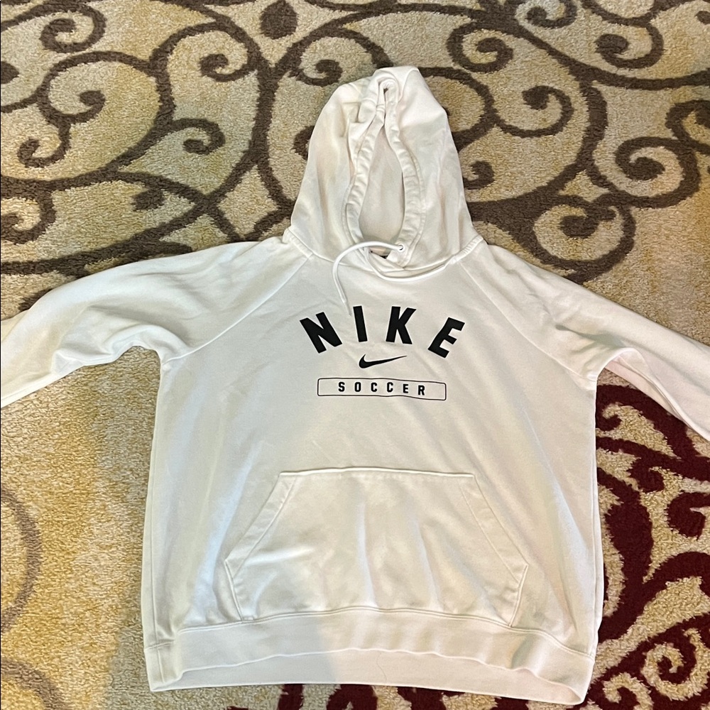 Nike White Hoodie with Black Lettering